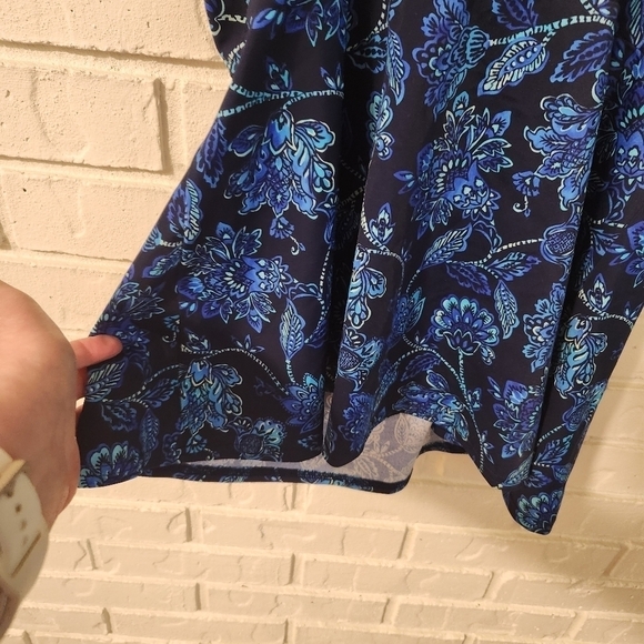 Lands End Floral Blue Women's Swim Top - Picture 5 of 8